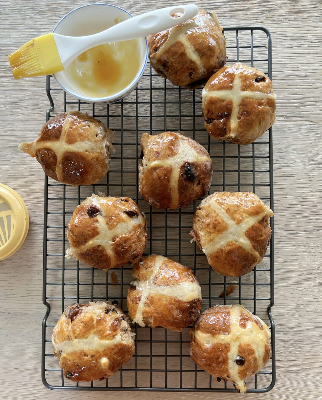 Chocolate chip and orange hot cross buns